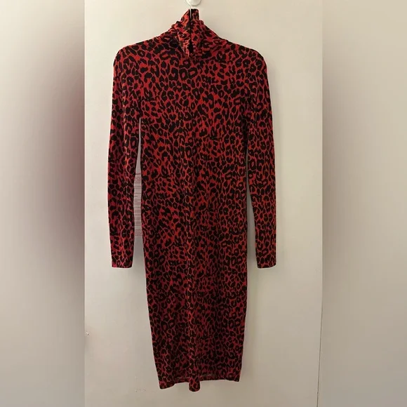Zara Trufaluc Red Black Leopard Dress Size S - Picture 5 of 6